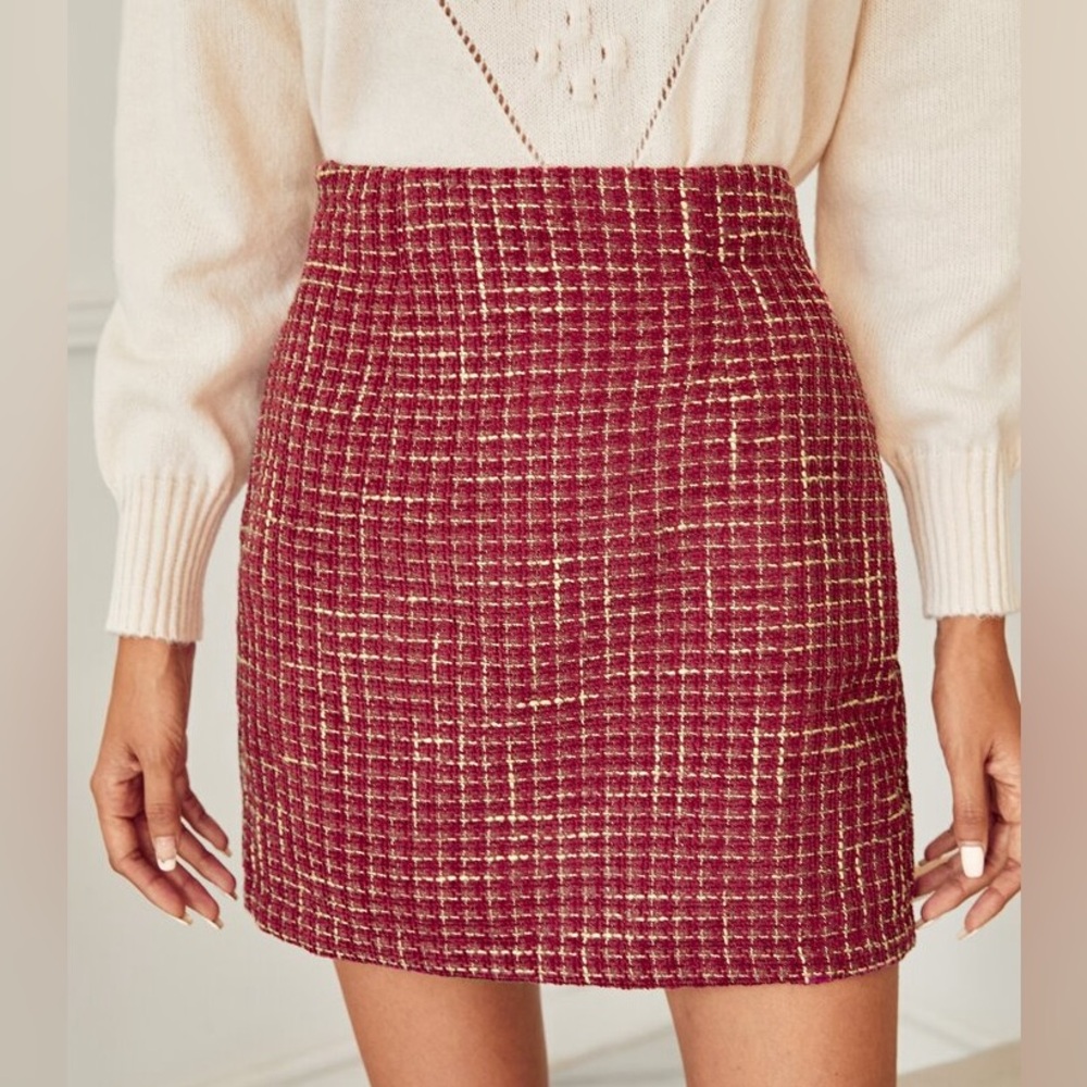 Altar’d State Red and Gold Plaid Skirt Size Small NWOT